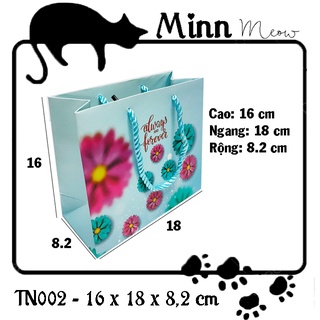10 Túi giấy xách dây ngang nhỏ TN002 - cao 16 x ngang 18 x rộng 8.2 cm - đựng quà tặng - Minn Meow