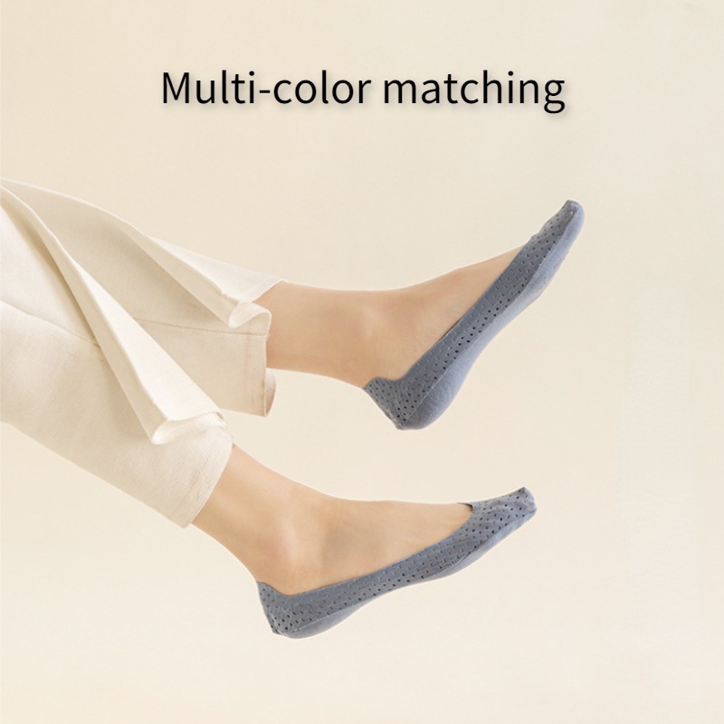 Vớ Thuyền Bằng Silicone Lưới Thoáng Khí Không Trơn Trượt Màu Sắc Kẹo Ngọt Cho Nữ