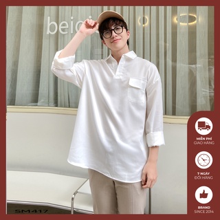 Áo sơ mi cổ polo 2 cúc cổ bẻ chất lụa mịn mát - sm417