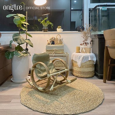 Thảm Cói Tròn ONGTRE, Thảm Trải Sàn Decor Cho Homestay, Resort, Quán Café, Nhiều Kích Thước, Thảm Handmade