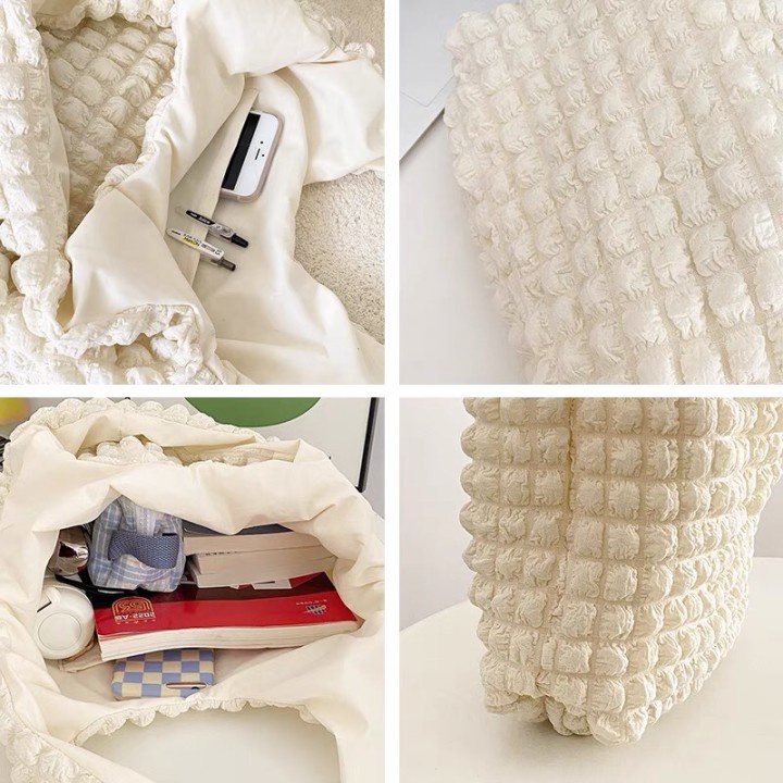 Túi tote đeo vai YADOU xếp ly họa tiết bong bóng đám mây phong cách Hàn Quốc