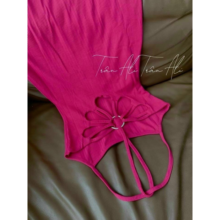 Đầm 2 dây hở lưng khoen body maxi cực xinh , chất thun gân mềm mịn dày dặn