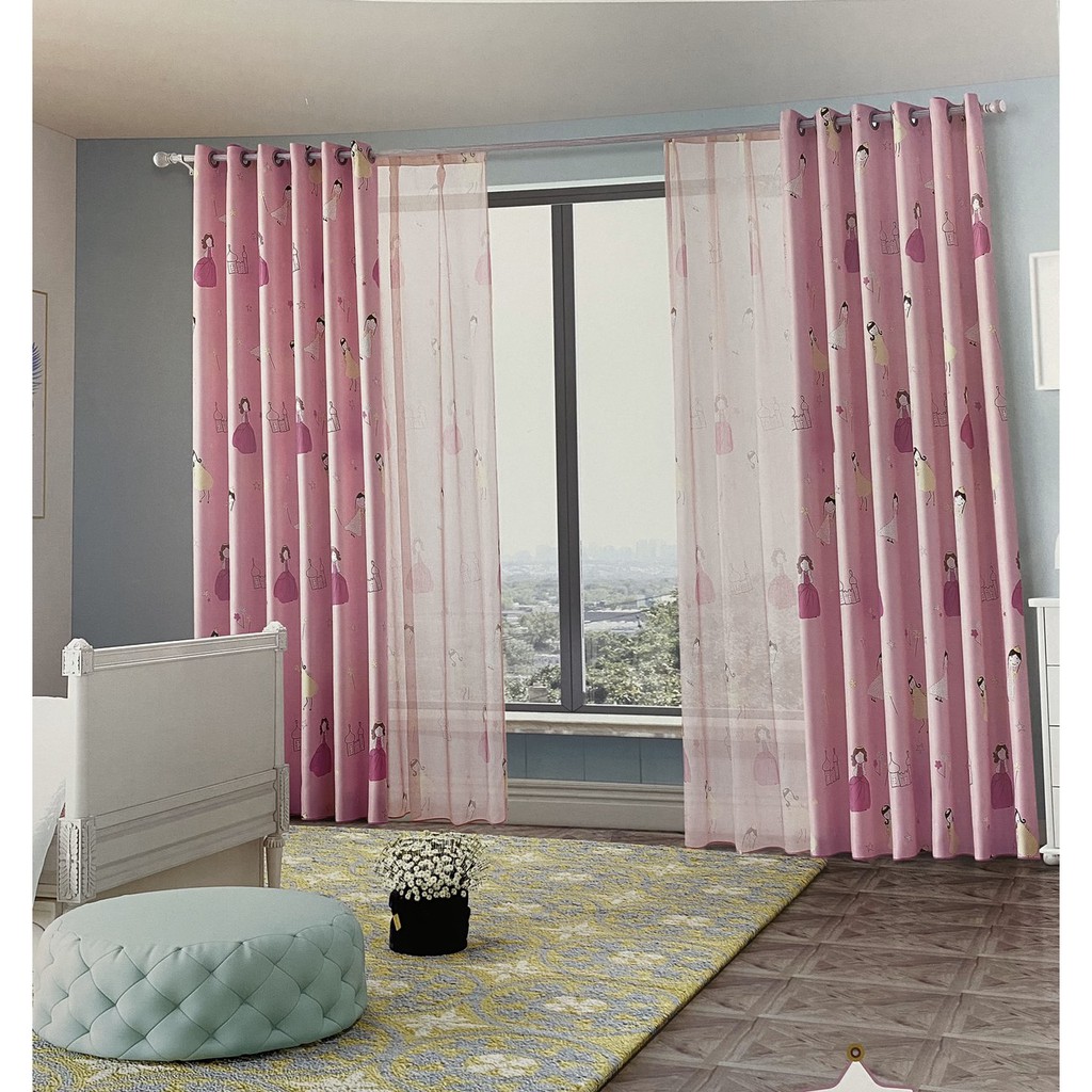 Vải rèm cửa sổ và cửa chính nhiều mẫu mã tông màu hồng xinh xắn ( có may gia công theo kích thước giá rẻ )