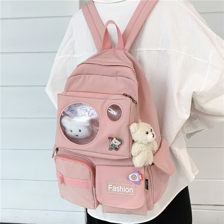 Balo Ulzzang nam nữ đi học chống thấm túi trong suốt giá rẻ (kèm sticker) BAG U TRO265