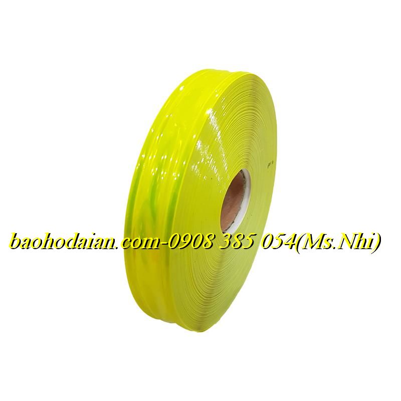 Cuộn phản quang nhựa kiểu trơn 2.5cm x 50m may đính kèm quần áo- Hình thật
