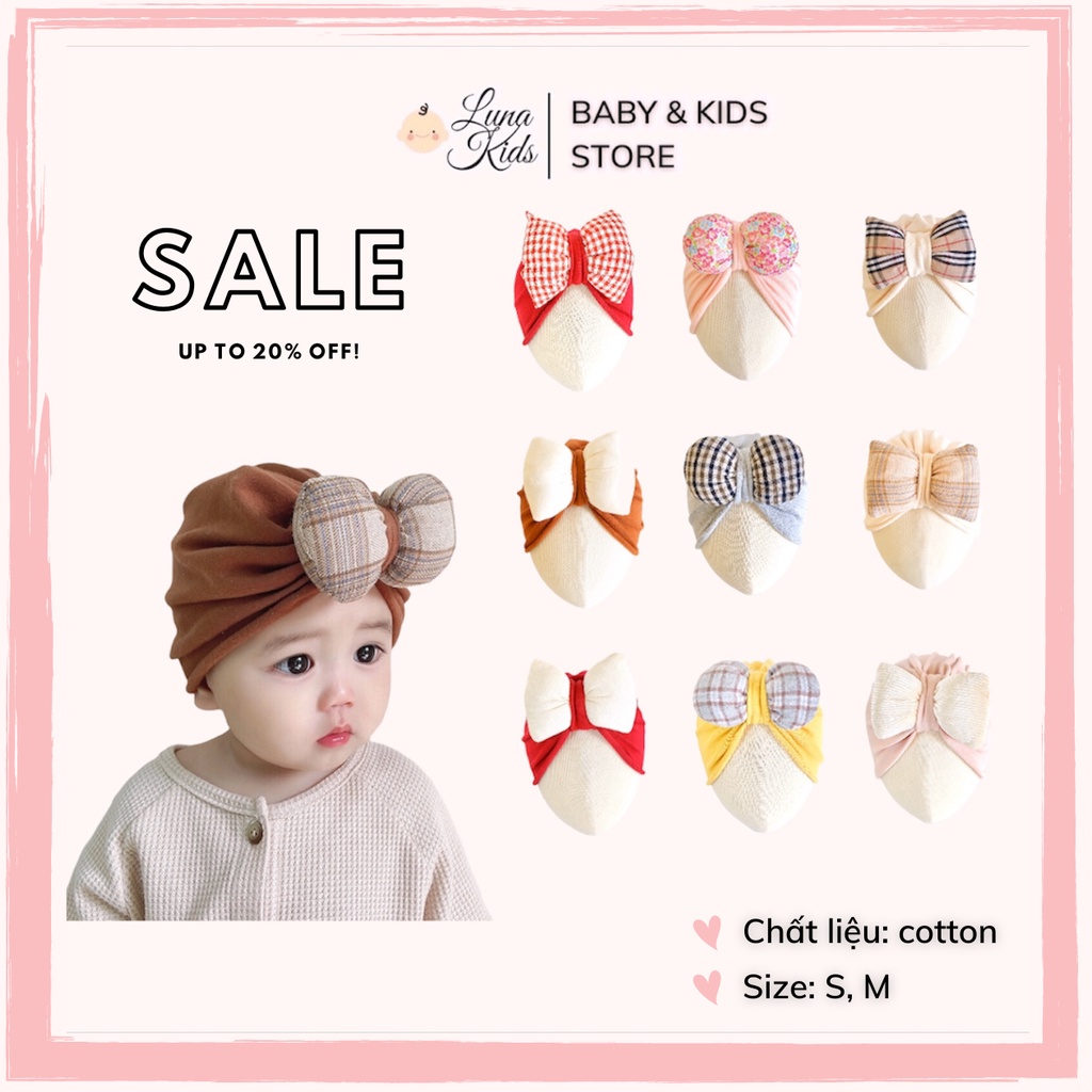Mũ turban nơ phồng cho bé - LunaKids [Ảnh thật]