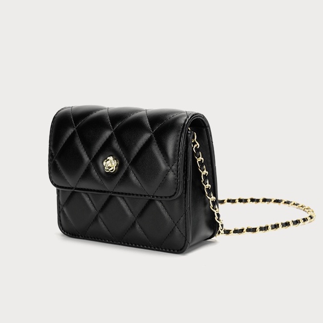 🌸Hàng Order🌸 Túi Xách Nữ CEEKAY Da Trơn Họa Tiết Nắp Gập Đính Hoa Quai Da Phối Xích Sang Chảnh Nữ Tính 🌸Hàng Quảng Châu