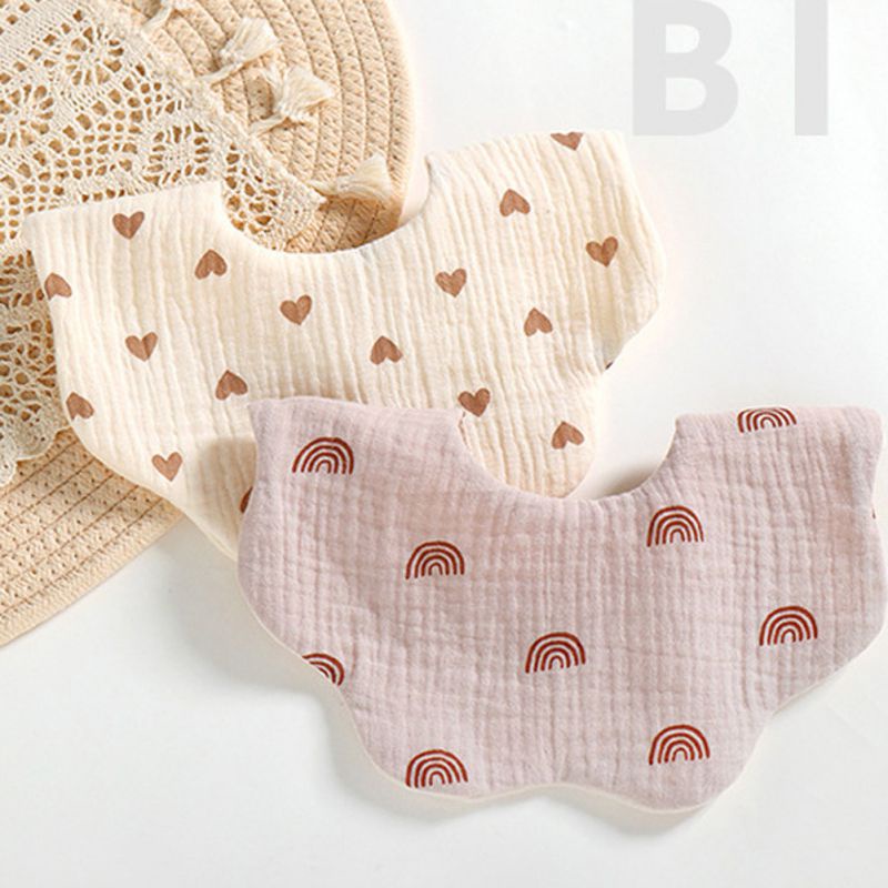 Yếm Ăn Cotton 6 Lớp Xoay 360 Độ Hình Cánh Hoa Xinh Xắn Cho Bé