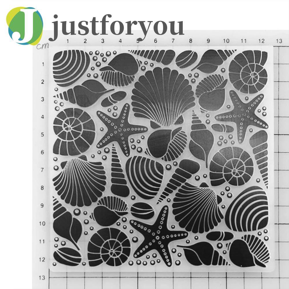 Justforyou2 Conch Shell Print DIY Scrapbook Plastic Embossing Template Folder Stencil