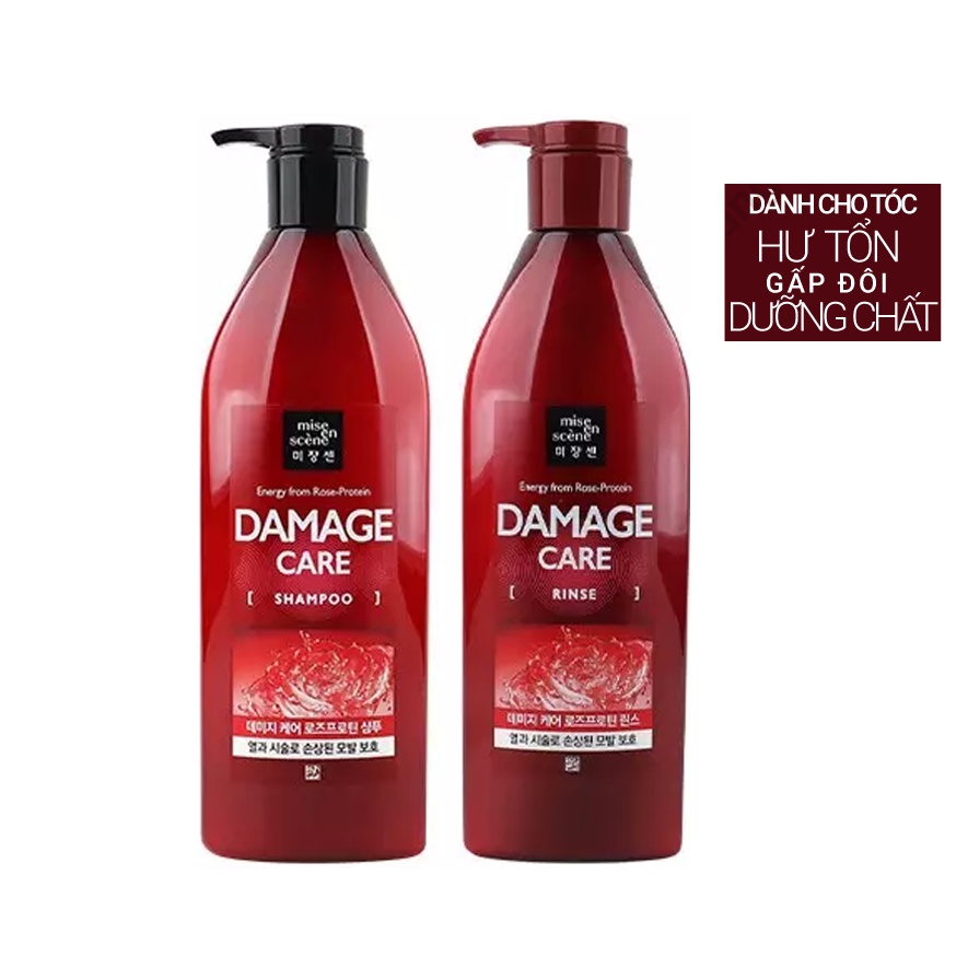 Bộ Dầu Gội + Xả Phục Hồi Tóc Hư Tổn Nặng Mise En Scene Damage Care 2x680ml
