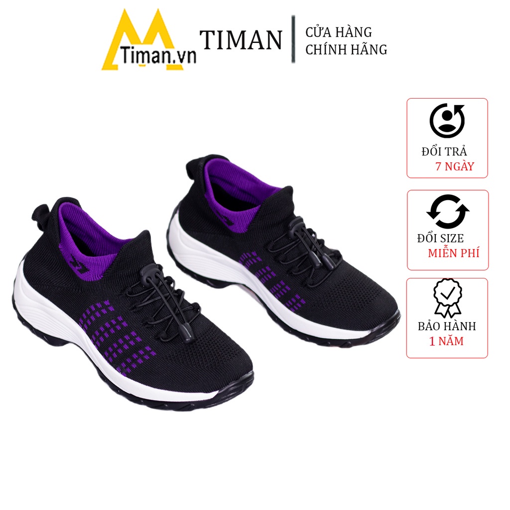 Giày thể thao nữ sneaker độn đế đẹp màu trắng siêu nhẹ chất liệu vải cho trung niên bảo hành 1 năm NA33 TIMAN
