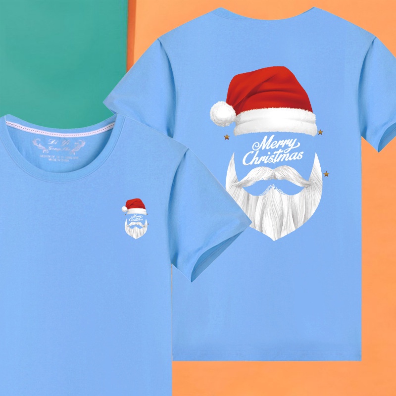 Set Áo Thun Tay Ngắn 95% cotton In Hình Ông Già Noel Năm Mới 2023 Thời Trang Cho Gia Đình