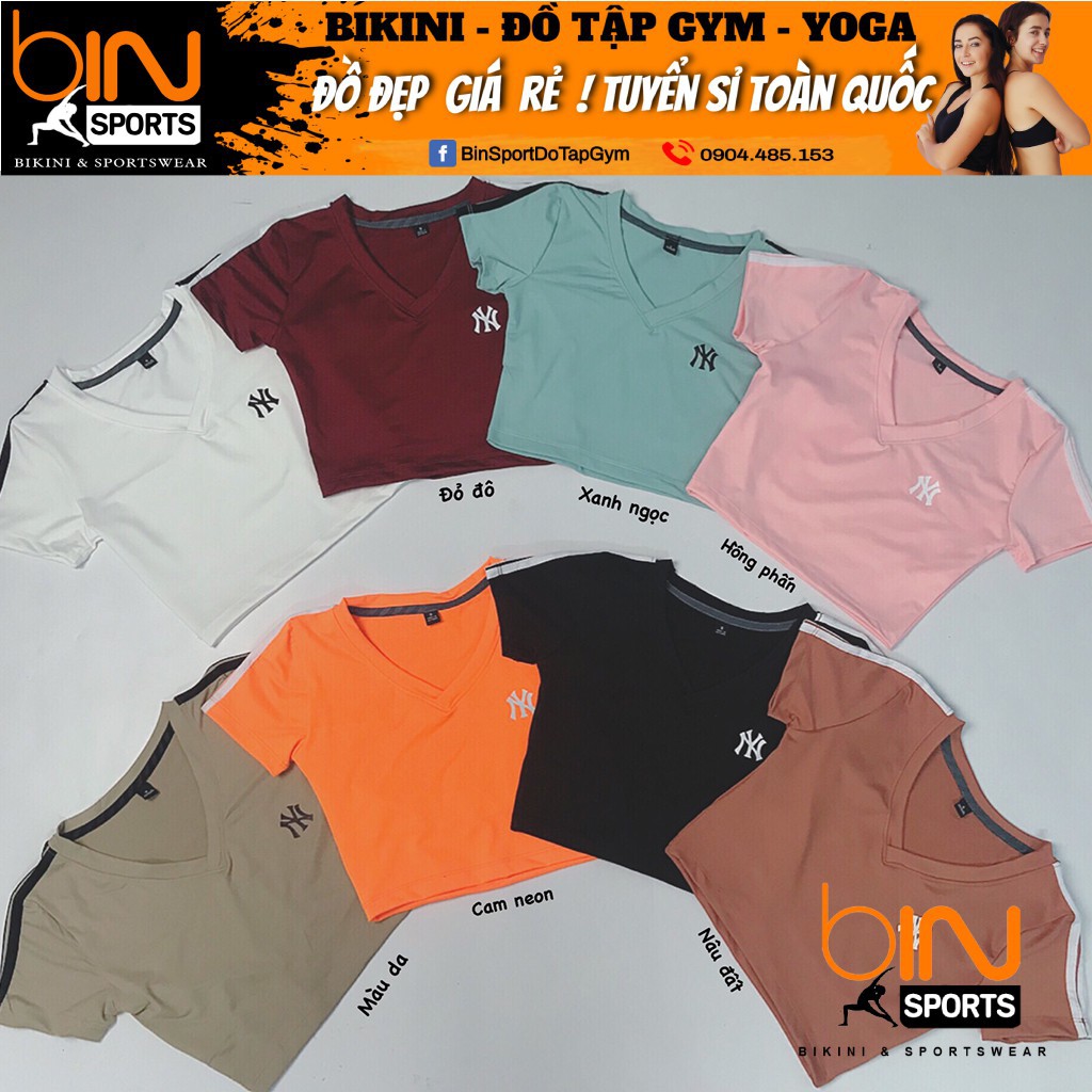 Aó tập gym nữ, áo crop thể thao Bin Sports A018