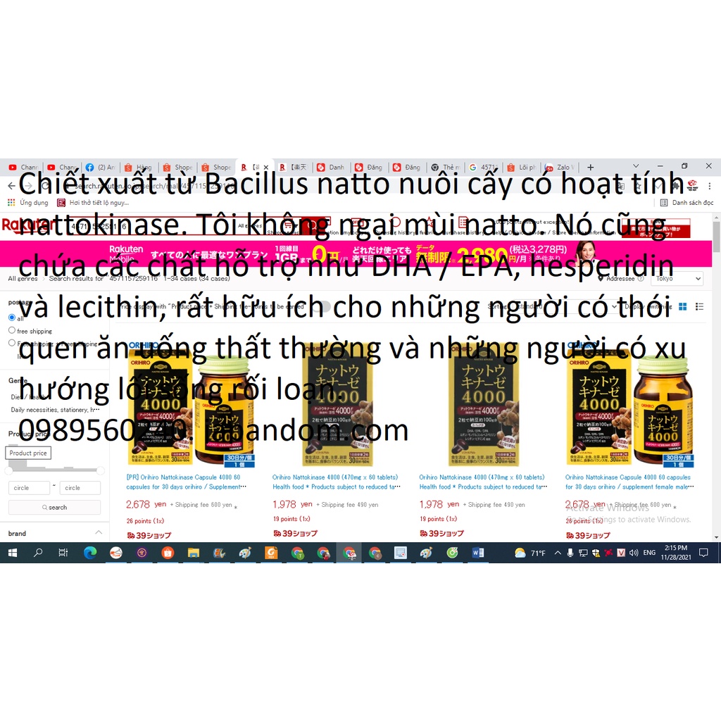 Đột quỵ tai biến Nattokinase Yakult Nhật Bản 150v