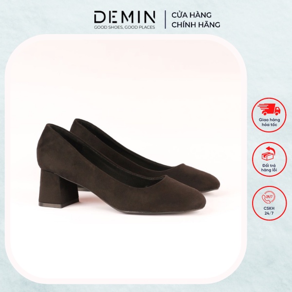Giày Cao Gót Da Lộn DEMIN Cao Gót Bít Mũi 5P - DCG079