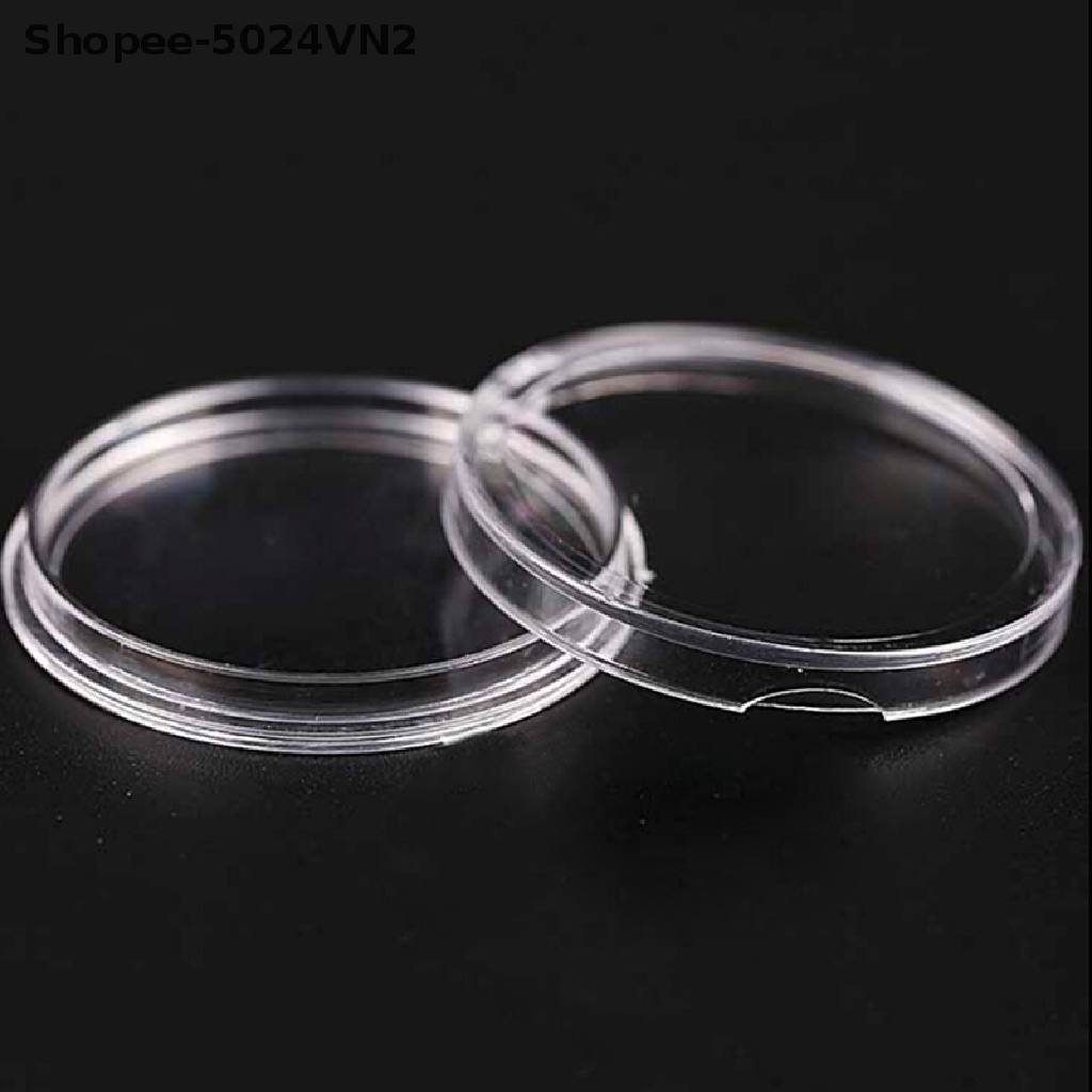 Set 10 Hộp Tròn Trong Suốt Đựng Tiền Xu 35mm