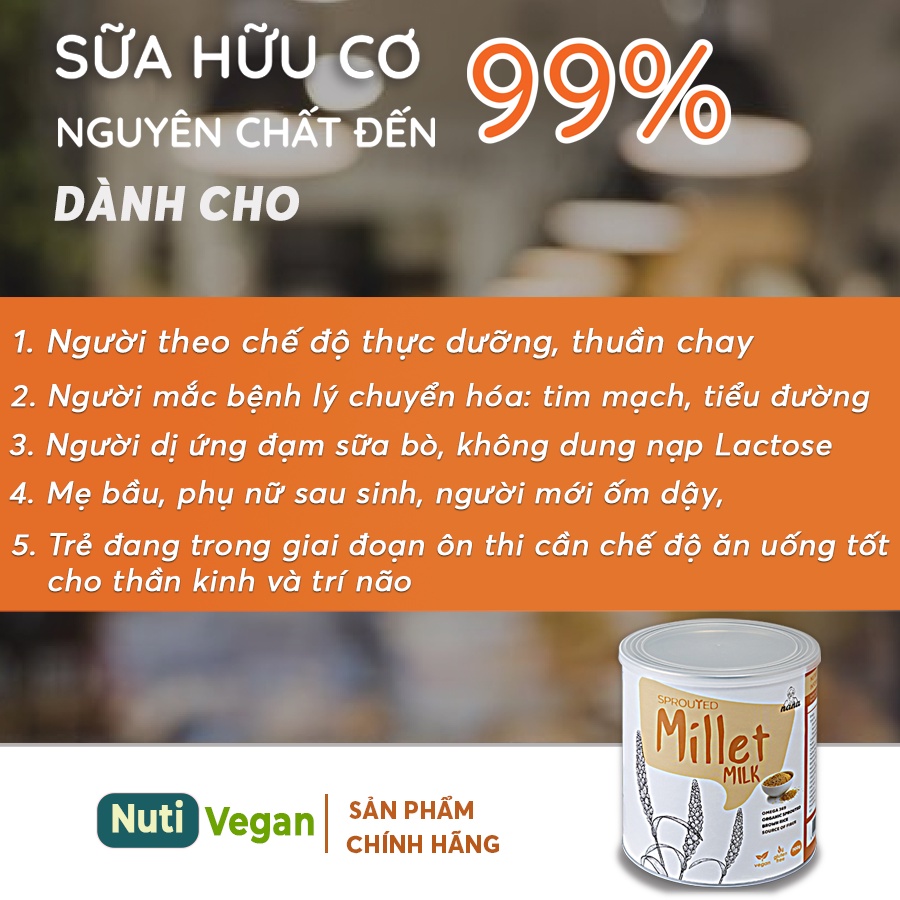 Sữa Hạt Thuần Chay Millet Malaysia, Hộp 700g Vị Gạo, Bổ Sung Protein Hữu Cơ - nutivegan