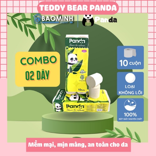 [Combo 20 cuộn] Giấy vệ sinh không lõi gấu trúc Panda 3 lớp