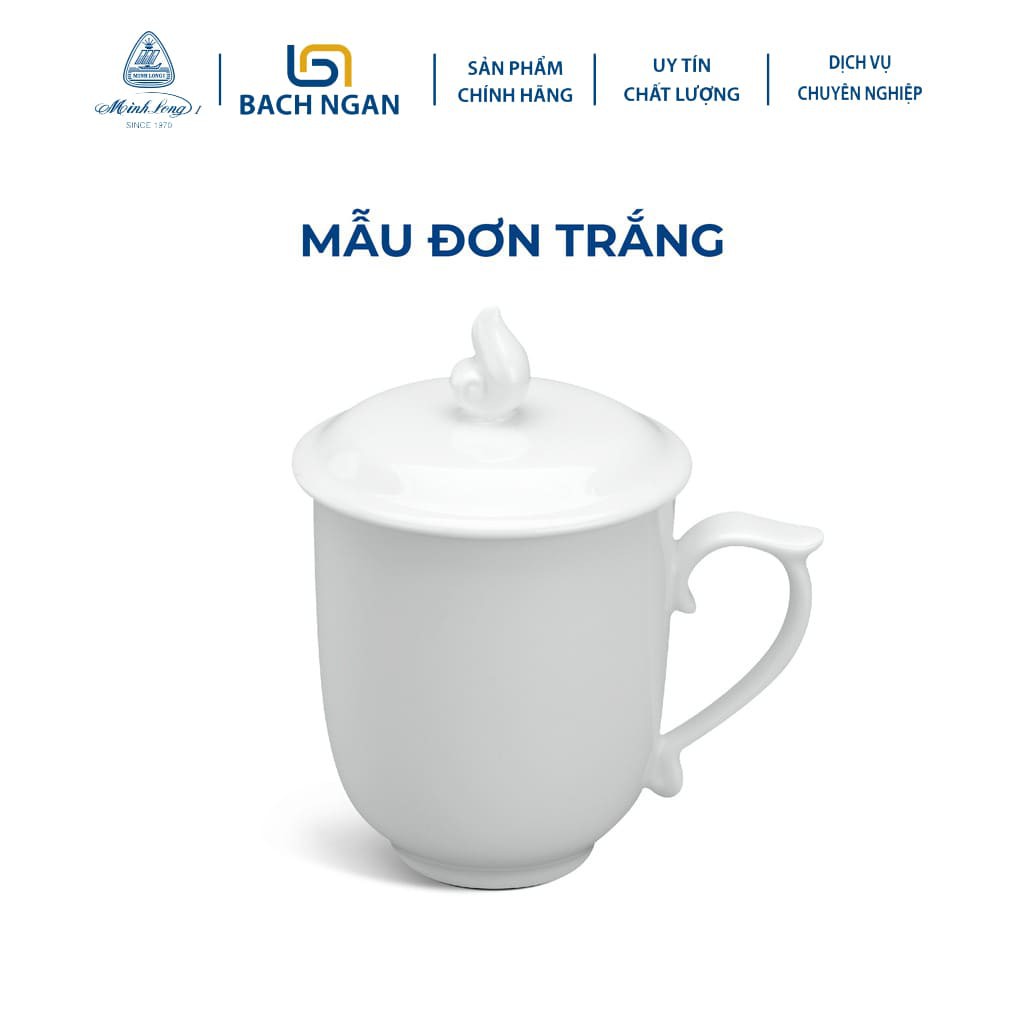 Ca Trà Sứ Minh Long 0.30 L Mẫu Đơn Trắng có nắp đậy hàng đẹp, cao cấp, sang trọng