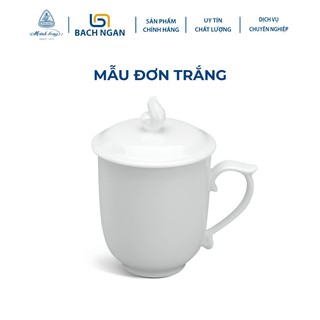 Ca sứ minh long 0.30 l mẫu đơn trắng có nắp đậy hàng đẹp, cao cấp, sang trọng