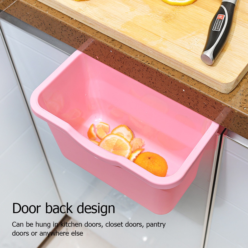 Kitchen Cabinet Door Plastic Basket Hanging Trash Can Waste Bin Garbage Bowl Box burang