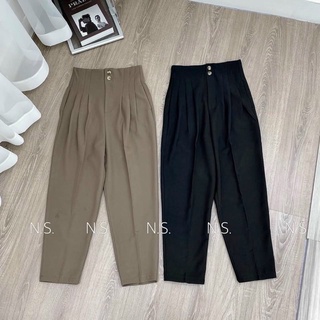 Quần baggy vải cạp 2 cúc chất vải lụa mềm đứng form