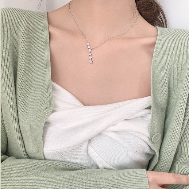 Dây chuyền bạc ngôi sao lấp lánh, Vòng cổ Bạc cao cấp gắn đá TUNASILVER, 𝐂𝐚𝐦 𝐤𝐞̂́𝐭 𝐜𝐡𝐮𝐚̂̉𝐧 𝐁𝐚̣𝐜 - TUNASHOP Trang sức Bạc