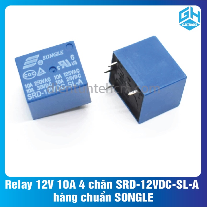 Relay 12V 10A loại 4 chân SRD-12VDC-SL-A hàng SONGLE