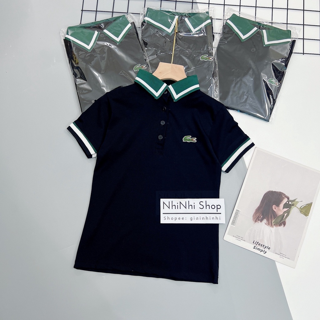 Áo phông cổ bẻ thêu logo, Áo thun pha viền ngắn tay vải cotton co giãn AS7235 - NhiNhi Shop