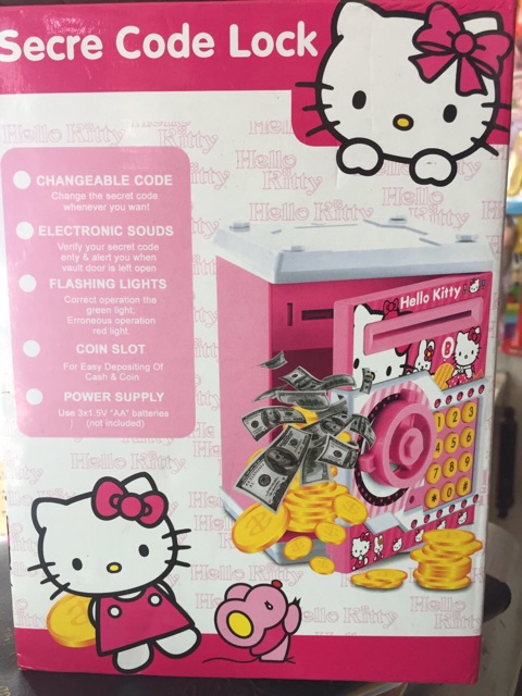 Đồ chơi két sắt mini hello kitty mẫu mới hút tiền và mở bằng mật khẩu