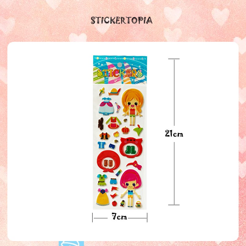 Các tấm khác nhau 3D Bong bóng Puffy Stickers cho các cô gái Bé trai Phim hoạt hình Cô gái Sticker Không thấm nước PVC Đồ chơi DIY Trẻ em Quà tặng trẻ em