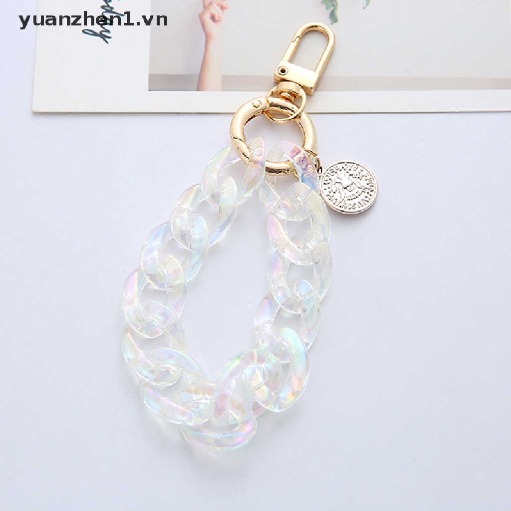 ZHEN Acrylic Plastic Link Chain Keychain Handmade Key Ring Handbag Charms Gifts .