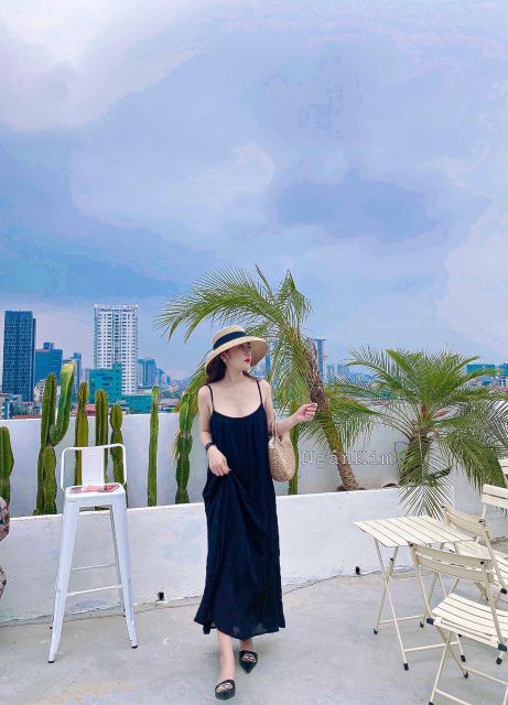 Váy hai dây dập ly kèm dây buộc đai siêu hót hít hàng qc l1