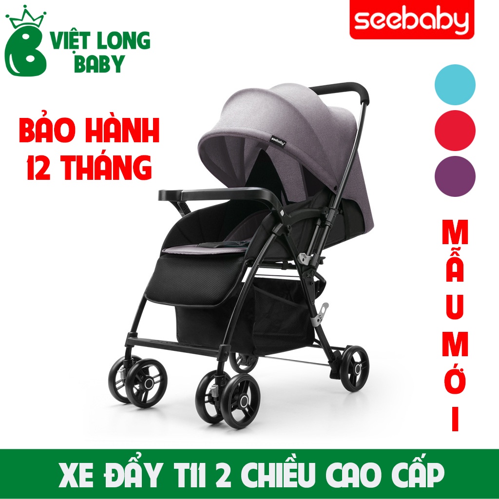 Xe đẩy trẻ em cao cấp 2 chiều Seebaby T11 có chống sóc (KÈM ĐỆM + MÀN CHE) BẢO HÀNH 1 NĂM