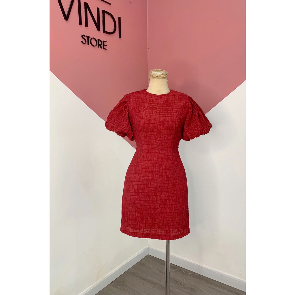 Đầm thun gấn tay phồng