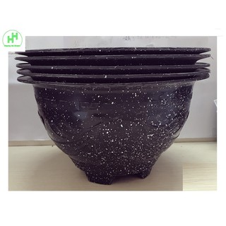 5 Chậu Nhựa Trồng Hoa, Cây Cảnh Giả Đá Đen Cường Hằng T380
