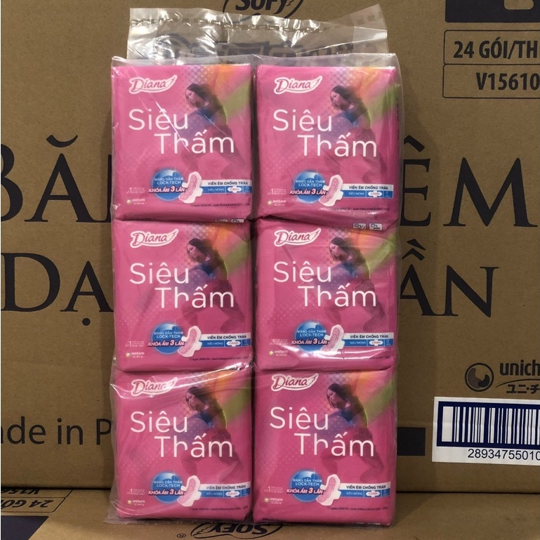 Băng Vệ Sinh Diana Siêu Thấm Mỏng Cánh Mặt Lưới 23cm - 8 Miếng