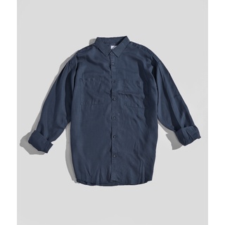 Sơ mi nam xanh dương đen 2 túi form Oversize | LASTORE MENSWEAR