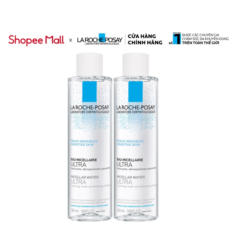 Bộ đôi nước tẩy trang cho da nhạy cảm La Roche-Posay Micellar Water Ultra Sensitive Skin La Roche-Posay 50ml