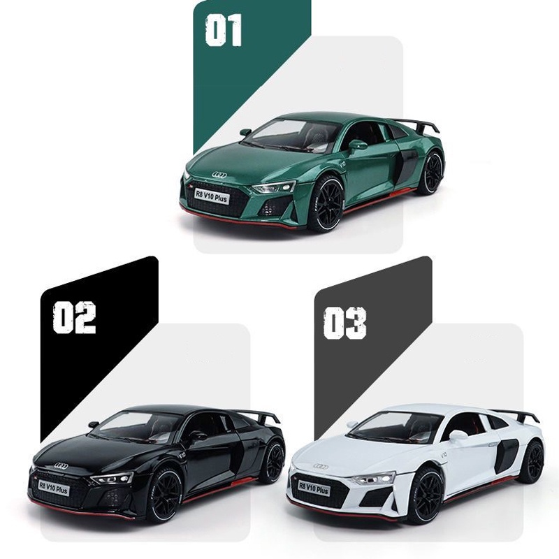 Mô Hình Xe Hơi Audi R8 V10 Plus Tỉ Lệ 1: 24 Bằng Hợp Kim Có Đèn Và Nhạc Cho Bé Trai