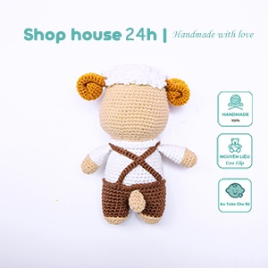 Thú bông móc len cao cấp cho bé - Gấu bông cute Cừu nâu quà tặng đồ chơi handmade nhồi bông