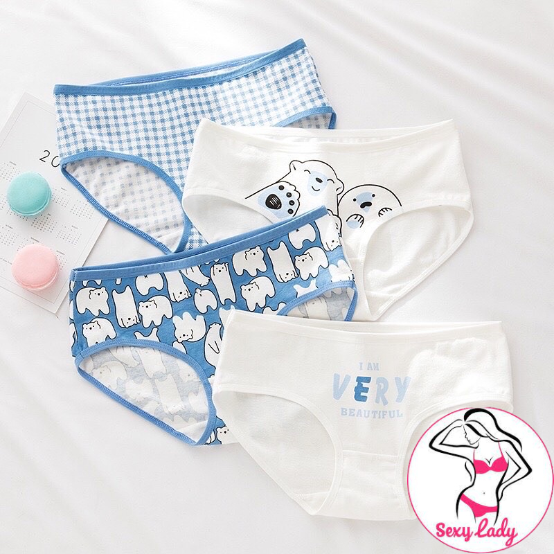 Quần lót gấu xanh cotton nữ cao cấp dễ thương