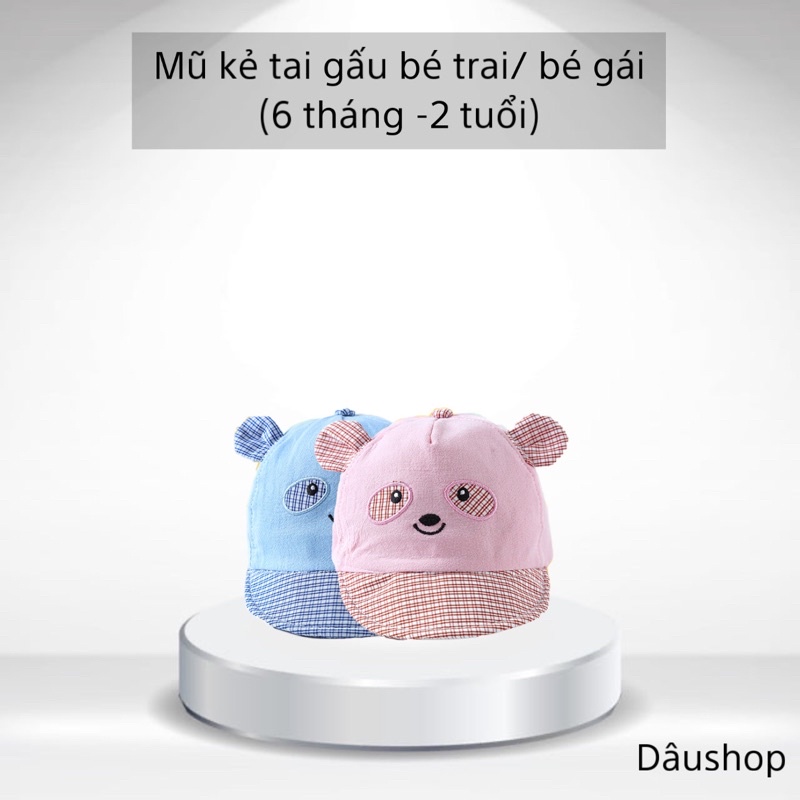 Mũ kẻ tai gấu bé trai/ bé gái (6 tháng -2 tuổi)