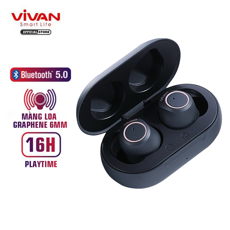 [Mã 2404EL10K giảm 10K đơn 20K] Tai Nghe Bluetooth 5.0 VIVAN Liberty T100S Chống Nước IPX4 - Âm Thanh Sắc Nét