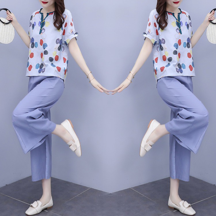 SA9217 Set áo và quần dài ống rộng nữ hè vải cotton thô mềm mại hàng nhập