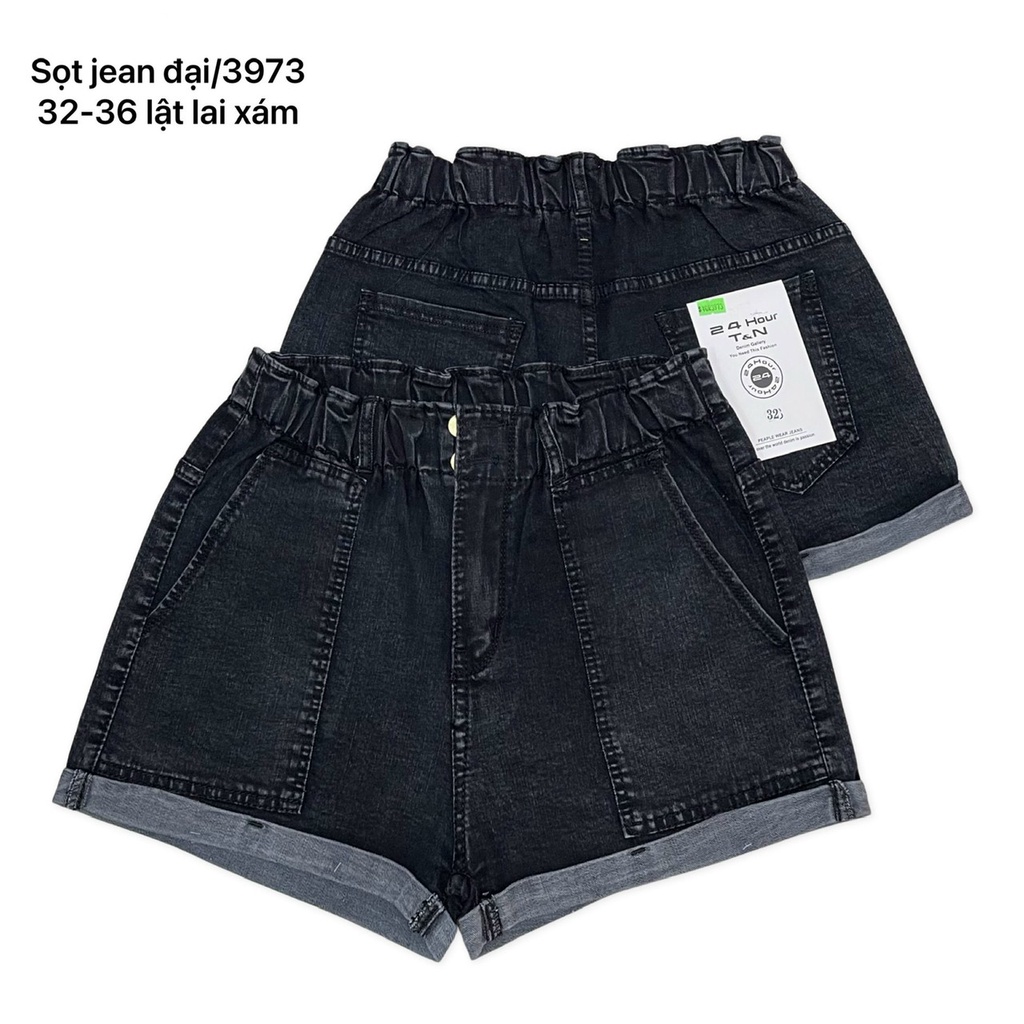 Quần Short Jean Lưng Thun Lật Lai Bigsize - Lưng Cao - Co Giãn Mạnh