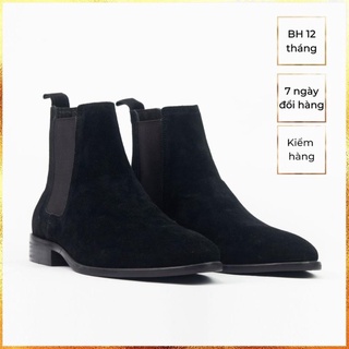 Giày Chelsea Boot Da Lộn Màu Đen Đế Đen Dễ Phối Đồ