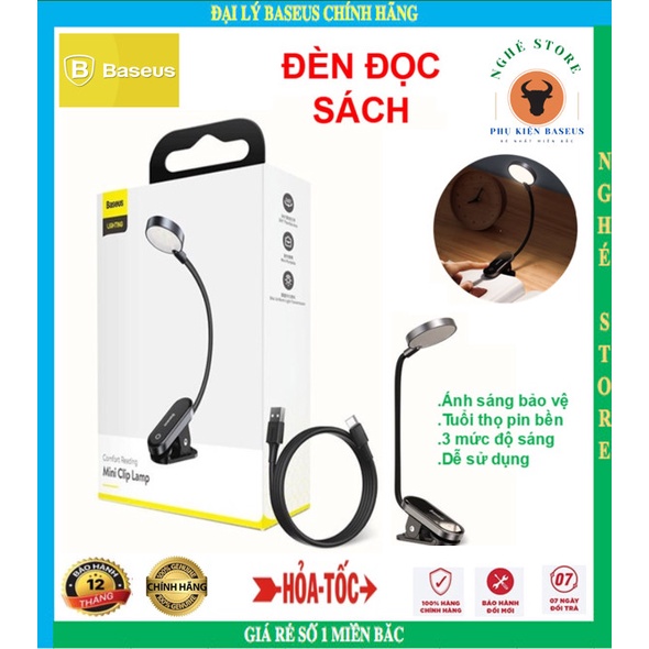 Đèn LED nhỏ Baseus kẹp thành bàn không dây cảm ứng sạc Mini Clip Lamp