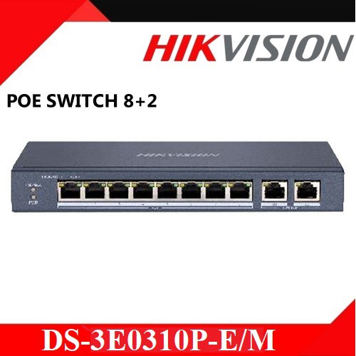 Switch mạng DS-3E0310P-E/M 8 cổng PoE , 2 cổng uplink 10/100/1000 Mbps Hikvision - Hàng chính hãng