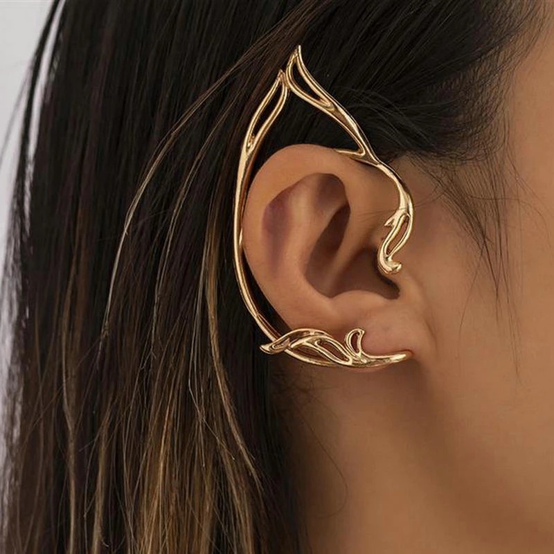 Khuyên Kẹp Tai / Khuyên Kẹp Tai Hình Tai Mèo Rỗng Màu Vàng / Bạc Cho Nữ